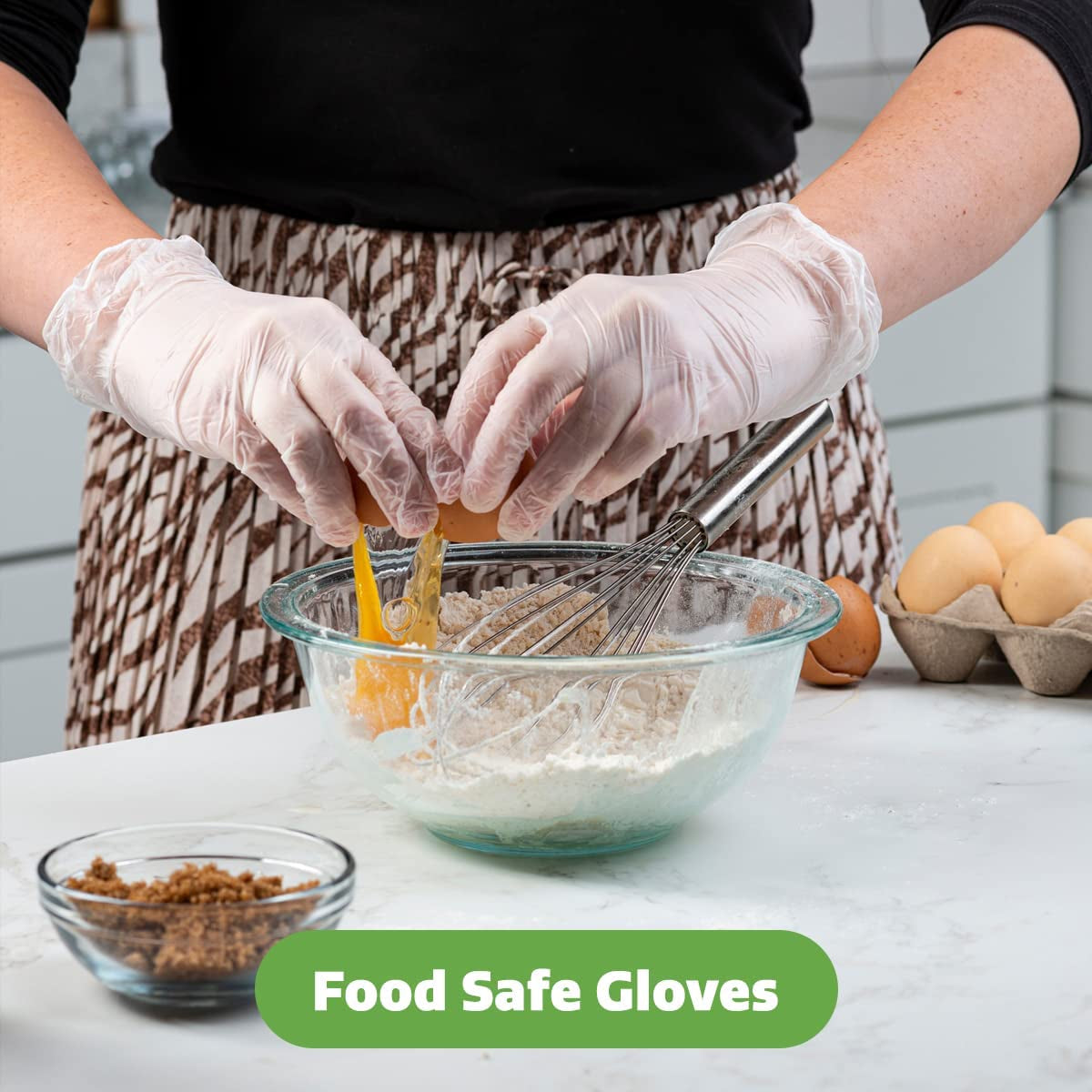 Clear Powder Free Vinyl Disposable Plastic Gloves [100 Pack]